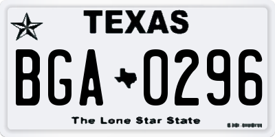 TX license plate BGA0296