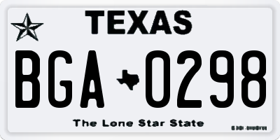 TX license plate BGA0298