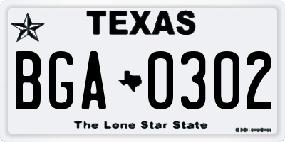 TX license plate BGA0302