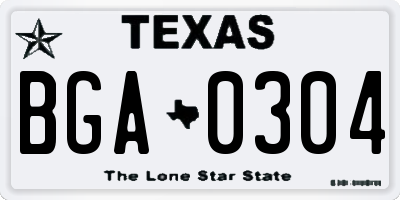 TX license plate BGA0304