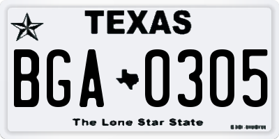 TX license plate BGA0305