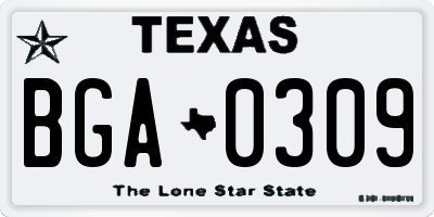 TX license plate BGA0309