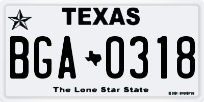 TX license plate BGA0318