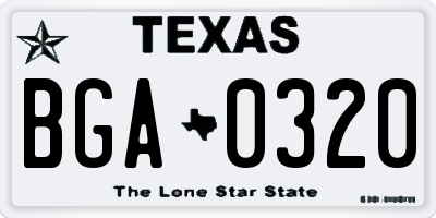 TX license plate BGA0320