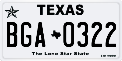 TX license plate BGA0322