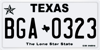 TX license plate BGA0323