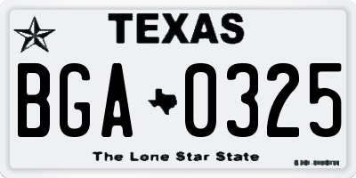 TX license plate BGA0325