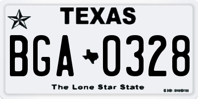 TX license plate BGA0328