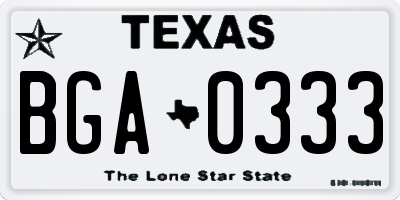 TX license plate BGA0333