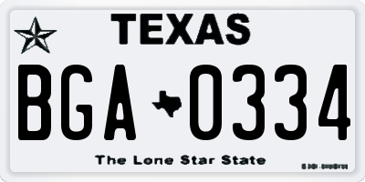 TX license plate BGA0334