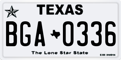 TX license plate BGA0336