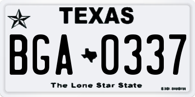 TX license plate BGA0337