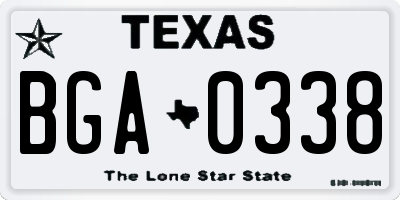 TX license plate BGA0338