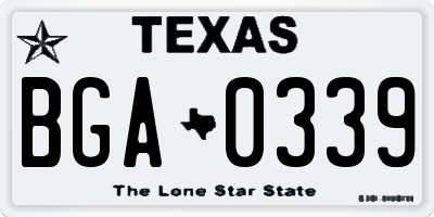 TX license plate BGA0339