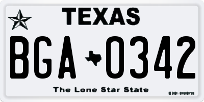 TX license plate BGA0342