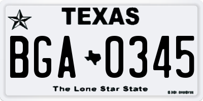 TX license plate BGA0345