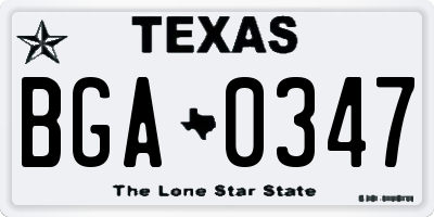 TX license plate BGA0347