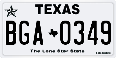 TX license plate BGA0349