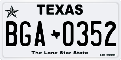 TX license plate BGA0352