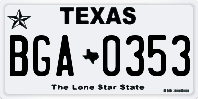 TX license plate BGA0353