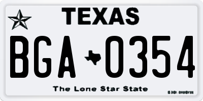 TX license plate BGA0354