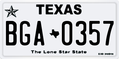 TX license plate BGA0357