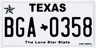 TX license plate BGA0358