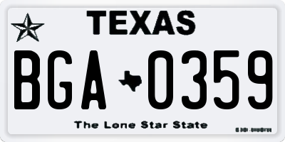 TX license plate BGA0359
