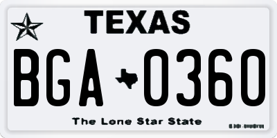 TX license plate BGA0360