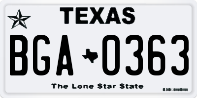 TX license plate BGA0363
