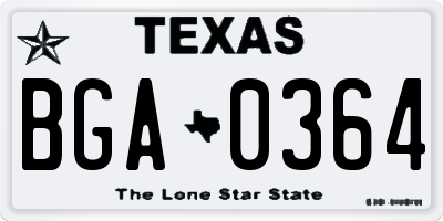 TX license plate BGA0364