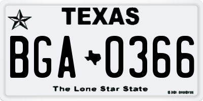 TX license plate BGA0366