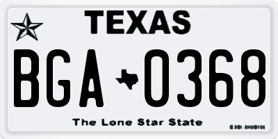 TX license plate BGA0368