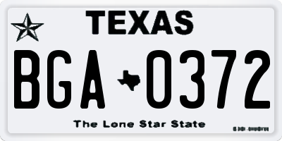 TX license plate BGA0372
