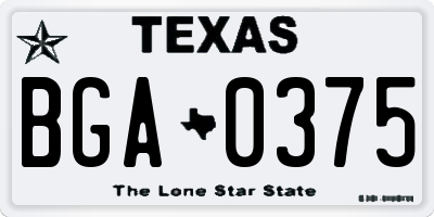 TX license plate BGA0375