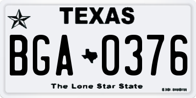 TX license plate BGA0376