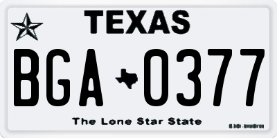 TX license plate BGA0377