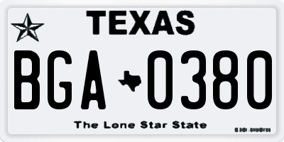 TX license plate BGA0380