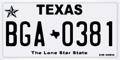 TX license plate BGA0381