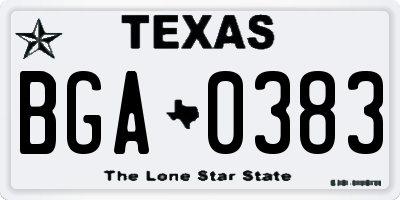 TX license plate BGA0383