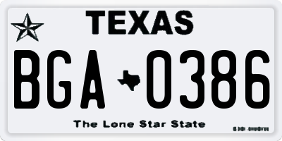 TX license plate BGA0386
