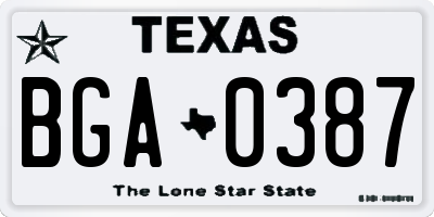 TX license plate BGA0387