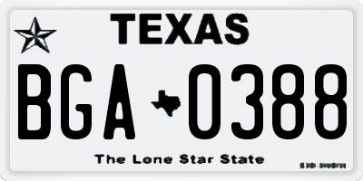 TX license plate BGA0388
