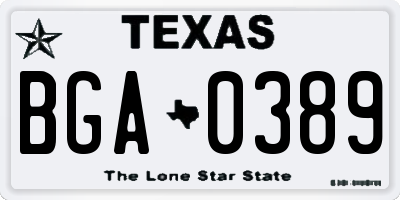 TX license plate BGA0389