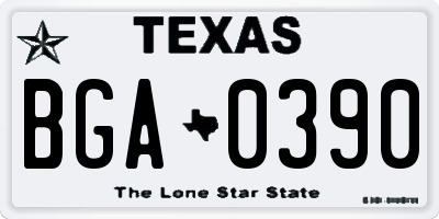 TX license plate BGA0390