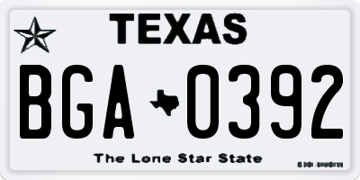 TX license plate BGA0392