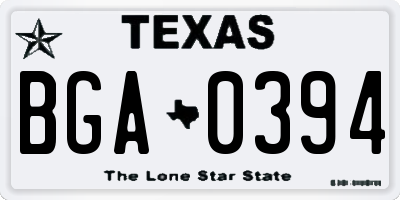 TX license plate BGA0394