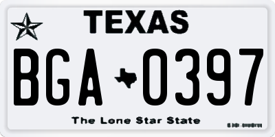 TX license plate BGA0397
