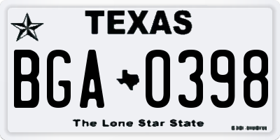 TX license plate BGA0398