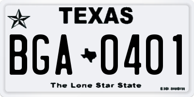 TX license plate BGA0401